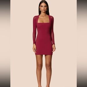 NOOKIE AMORE MESH MINI - RUBY Long Sleeve Dress
